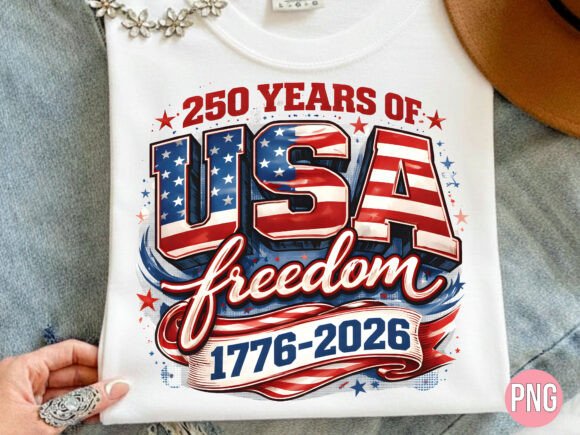 Celebrating a Quarter Millennium: The USA 250 Years Freedom Flag PNG T-shirt Design