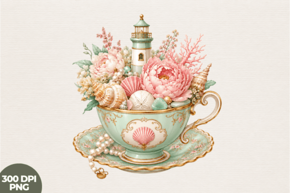 Coastal Teacup Lighthouse: A Creative Design Asset