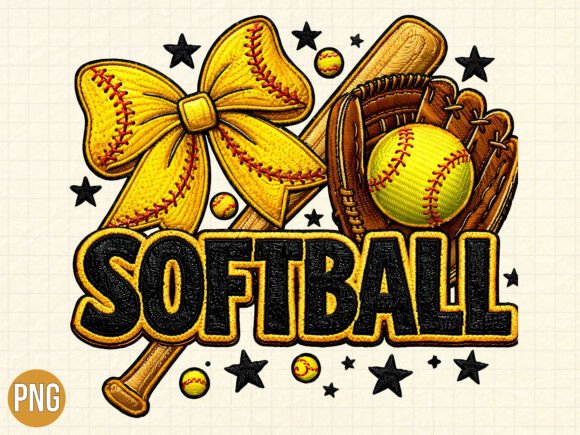 Elevate Your Creative Projects with the Yellow Softball Bow Mitt Design PNG