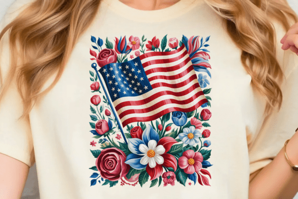 Elevate Your Patriotic Projects with a Unique Floral American Flag PNG