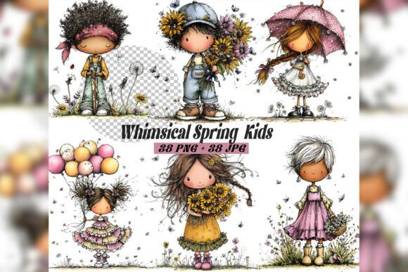 Integrating the Whimsical Spring Girl Clipart Set into Professional Creative Workflows