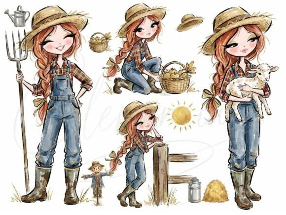 Strategic Design Decisions: Leveraging the Farm Girl Watercolor Clipart Bundle for Brand Growth