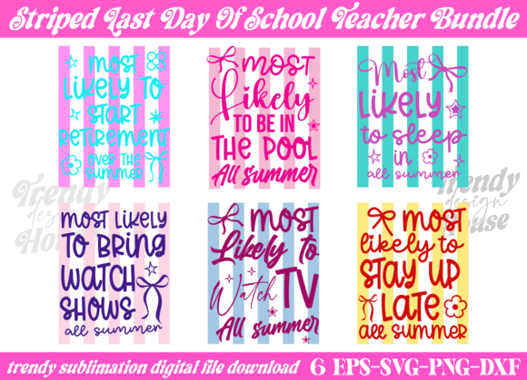 Stripes Last Day of School PNG Bundle: Creative Uses