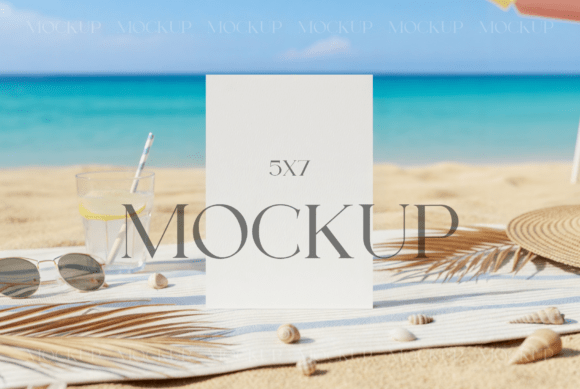 Summer Beach 5x7 Card Mockup for Invitations