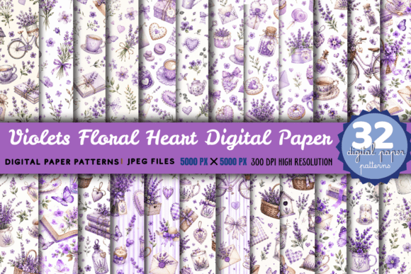 Unlocking Creative Potential with Violets Floral Heart Digital Paper