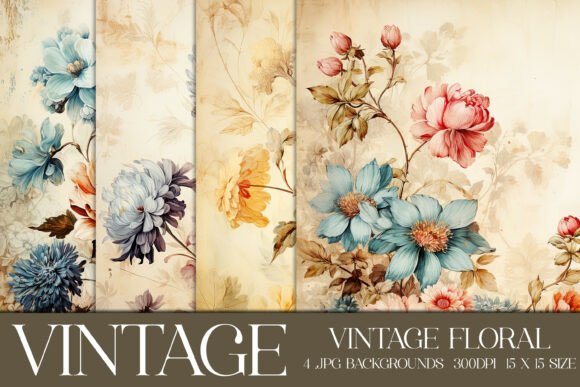 Vintage Floral Scrapbook Papers S16: Patchwork Style