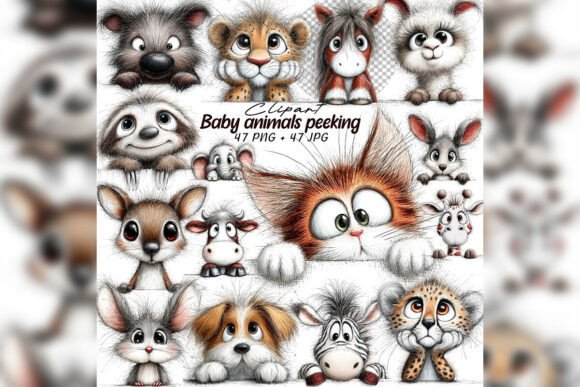 Whimsical Baby Animals Peeking Set for Creative Designs